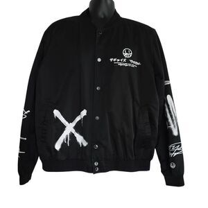 The Boys Mens Size XL Black White Saturdays for the Boys Button Up Bomber Jacket